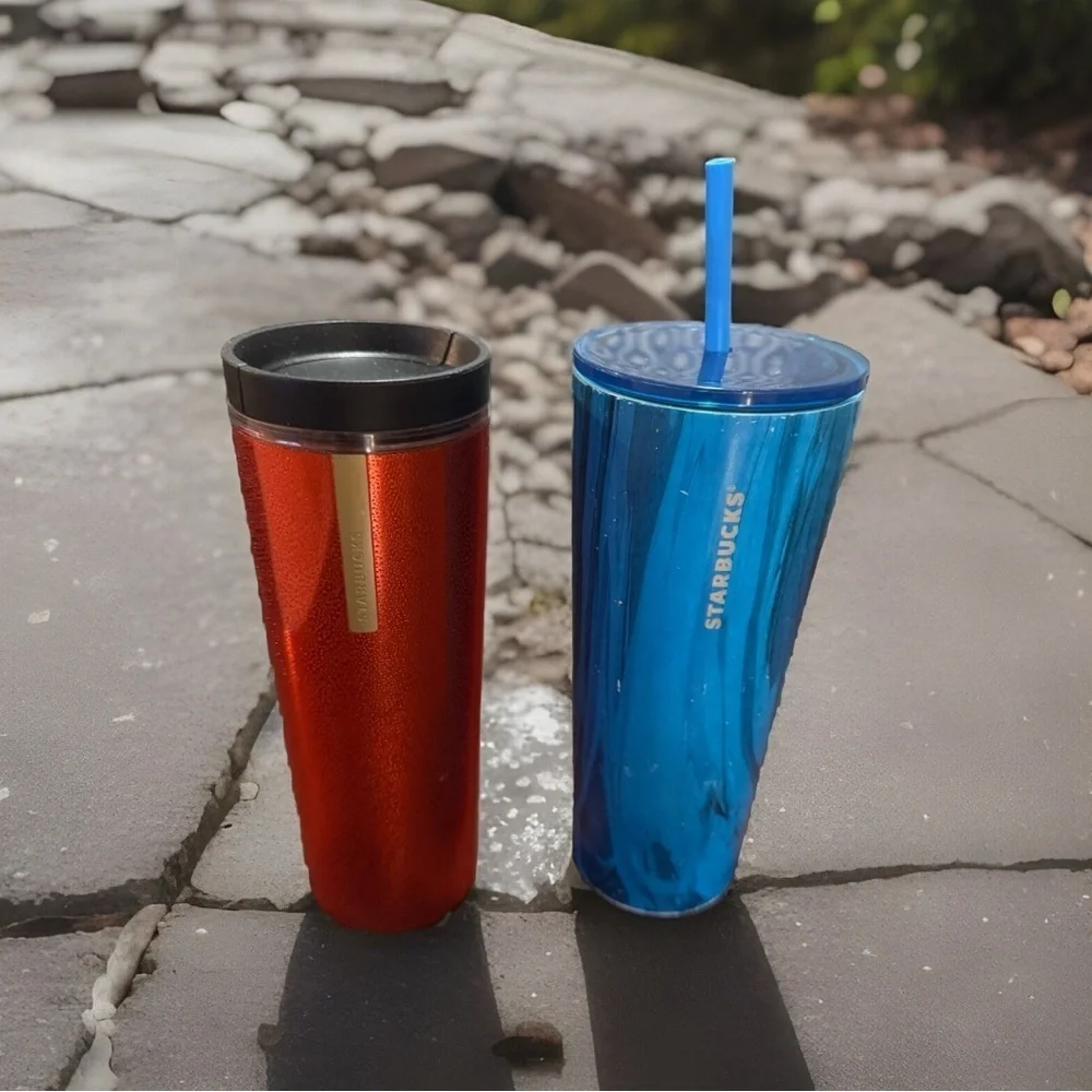 Starbucks Blue Marble Stainless Steel Tumbler 24 Oz Cold Cup Venti 2018 + More